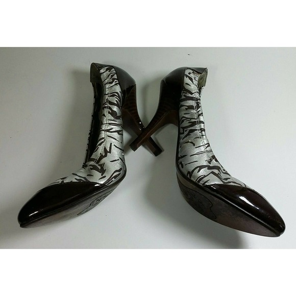 Naughty Monkey Heels 9.5 Brown Silver 3.5" Heel - Picture 11 of 12